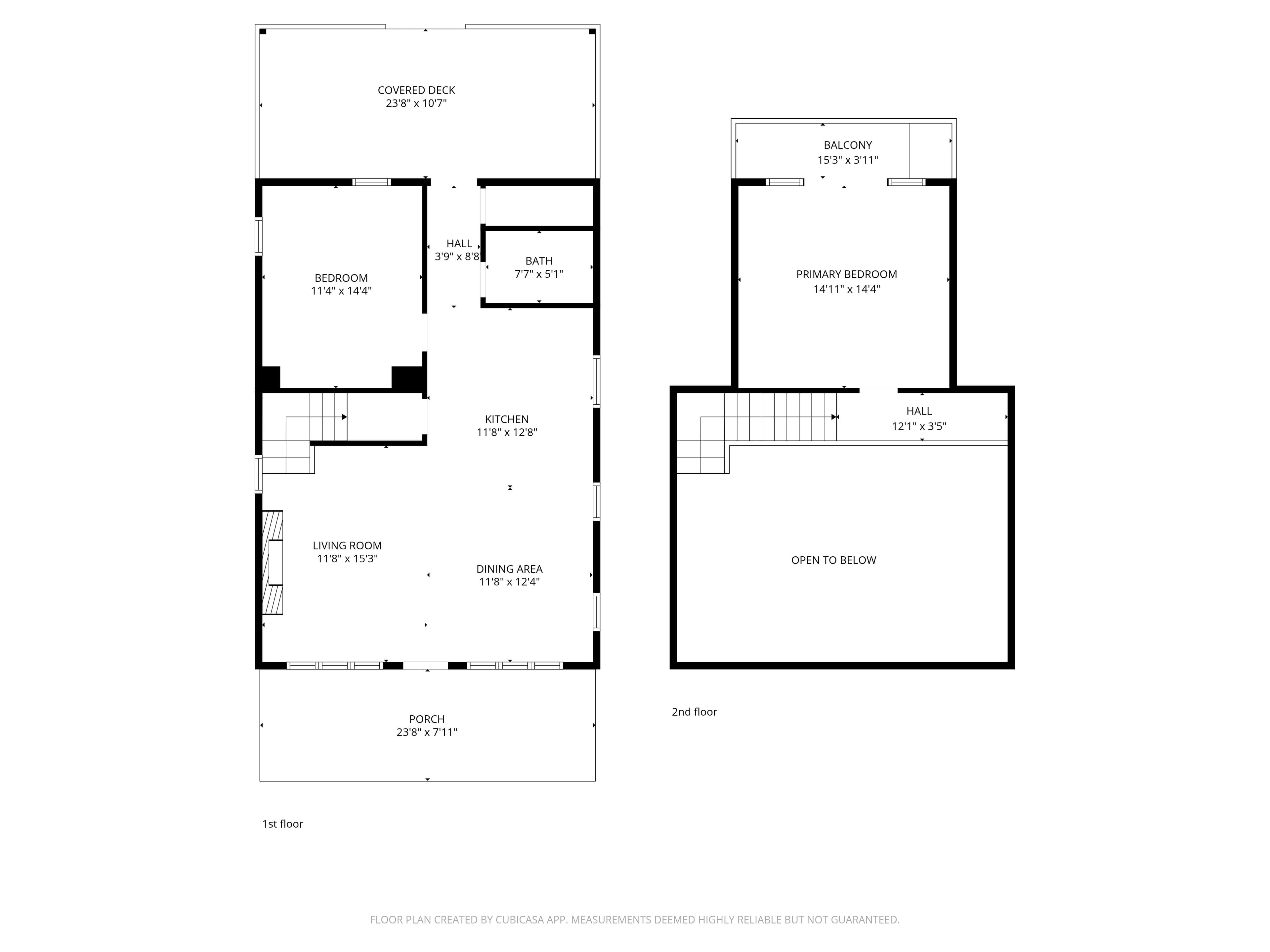 Redtail Rendezvous cabin floorplan — 1st floor and 2nd floor layout